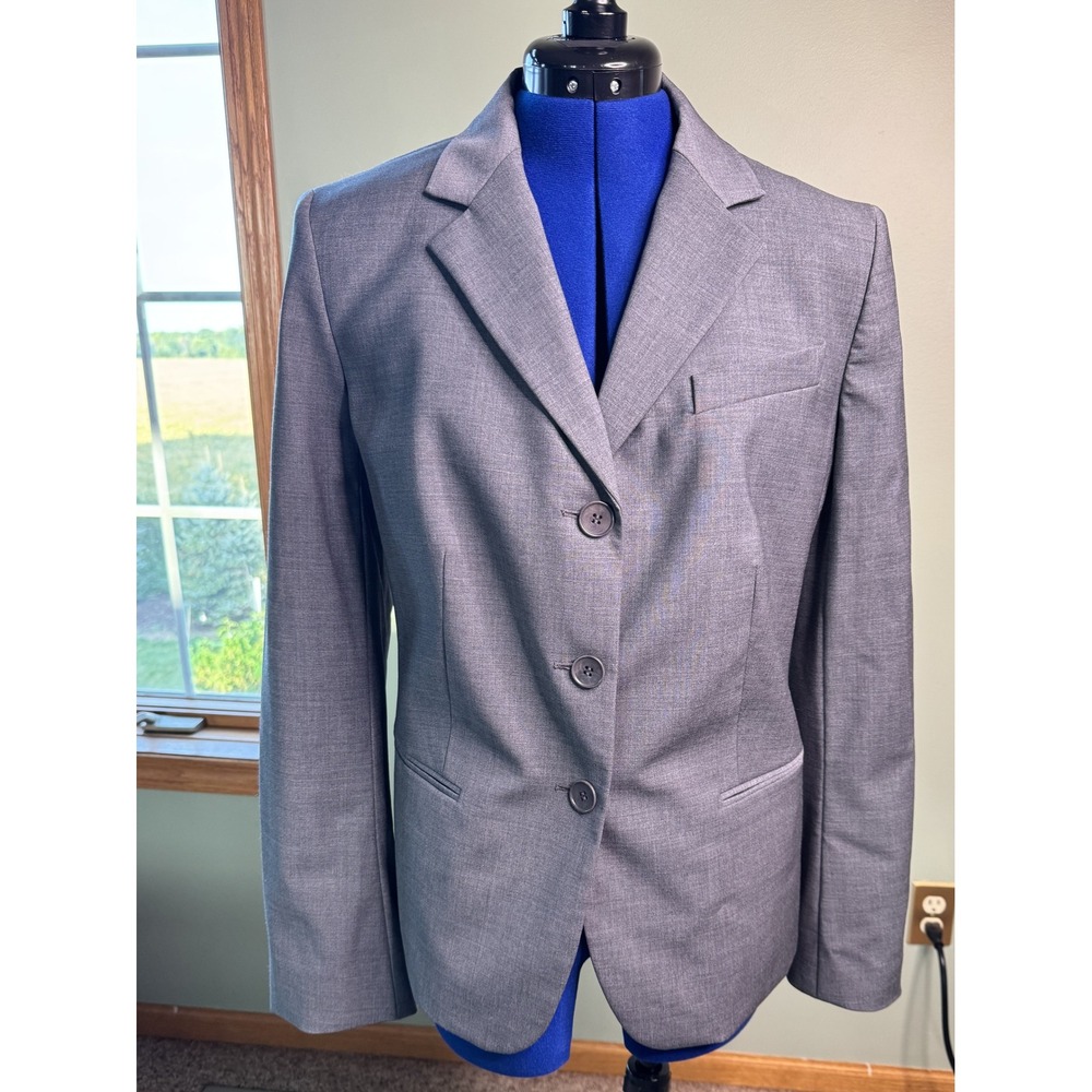 Talbots Womens Grey Wool Blend 3-Button Blazer Jacket Size 12 NWT